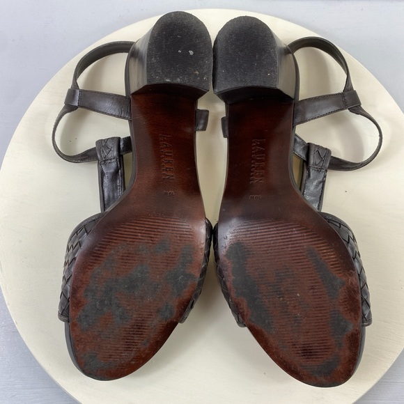Ralph Lauren Elegant Dark Brown Woven 3” Heel Sandals‎ Sz 10 - Picture 8 of 12